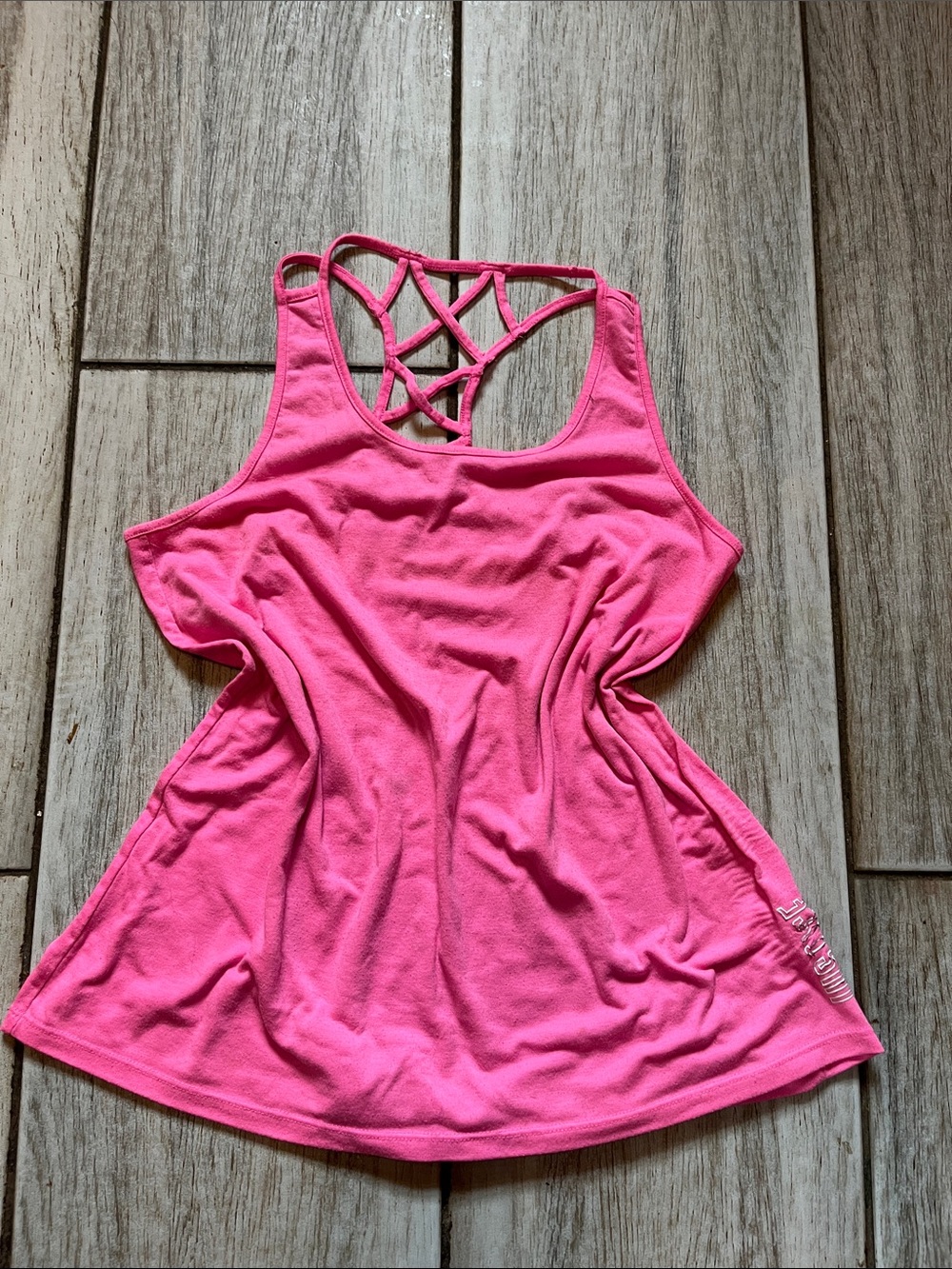 Justice Bright Pink Lattice-Back Tank Top